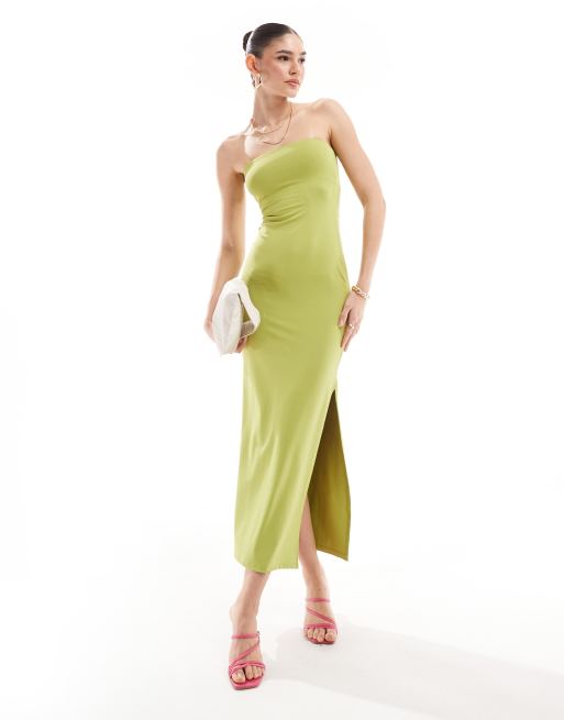 Bershka - Robe bandeau longue près du corps - Pistache