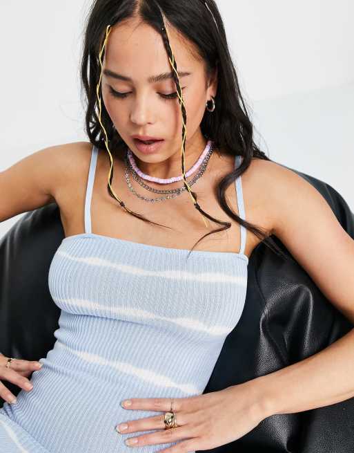 Bershka Robe caraco en maille Bleu tie-dye ASOS