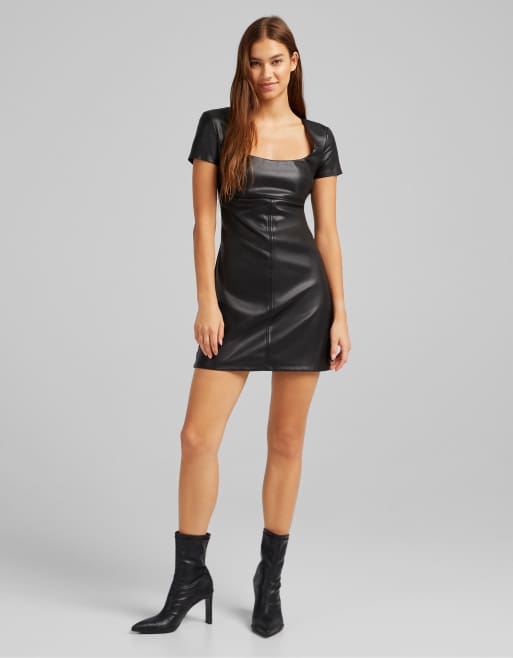 Robe bershka simili cuir sale