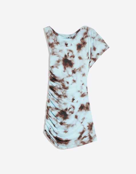 Bershka - Robe courte asymétrique - Bleu jean - view 1