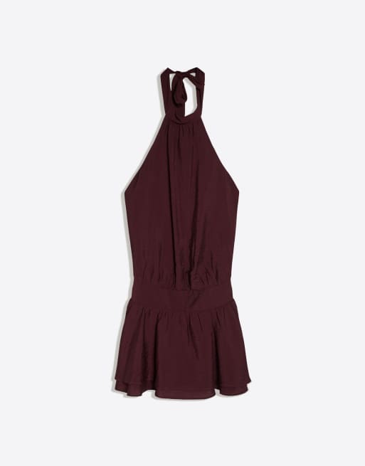 Bershka robe courte dos nu bordeaux, 5 de 5
