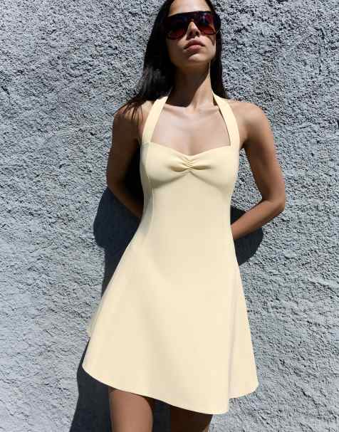 Bershka - Robe courte dos nu - Jaune - view 1