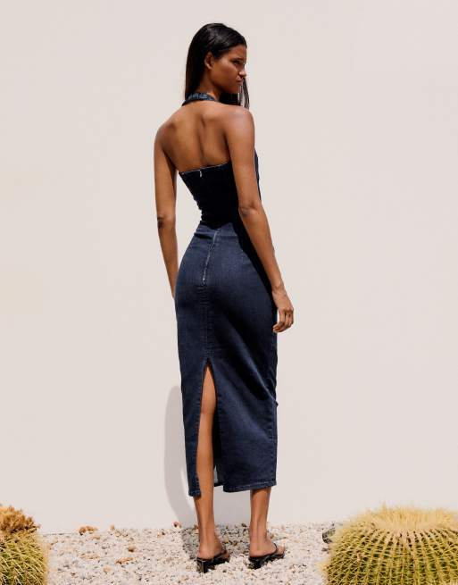 Bershka - Robe courte en denim - Bleu, 3 de 5