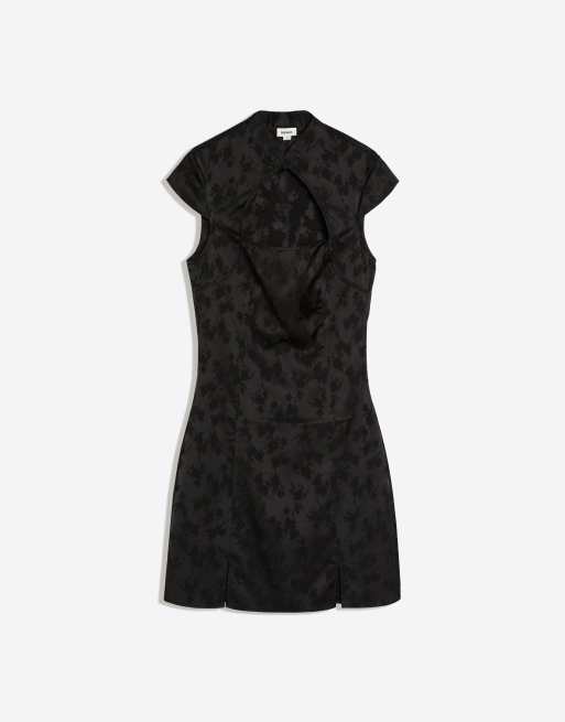 Bershka - Robe courte en jacquard satiné - Noir, 5 de 5