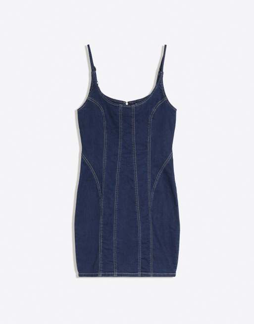 Bershka - Robe courte en jean - Bleu, 3 de 4