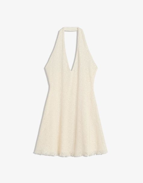 Bershka - Robe courte style champêtre - Blanc - view 1