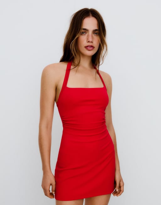 Bershka - Robe dos nu courte - Rouge, 2 de 6