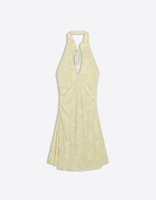 Bershka robe dos nu en tulle floqué verte, 5 de 5