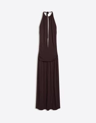 Robe dos nu mi-longue - Marron M