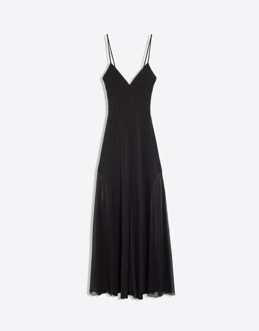 Bershka robe longue à bretelles combinées noire, 5 de 5