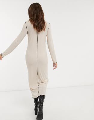 bershka jersey t shirt dress in khaki