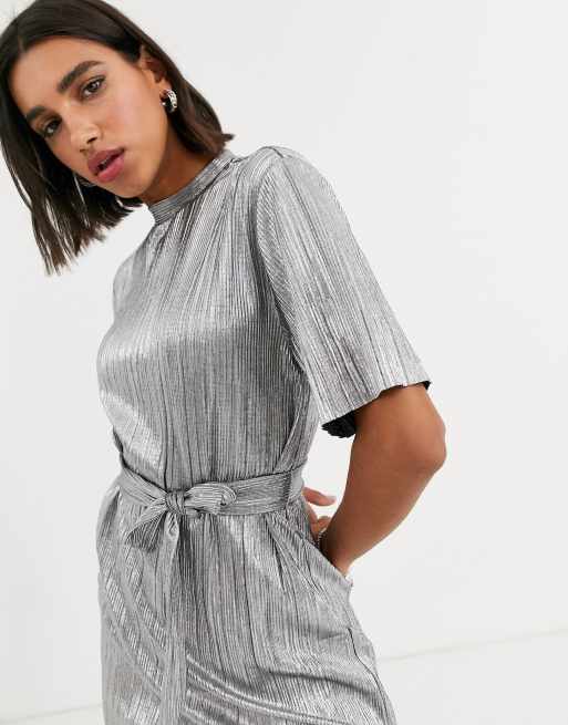 Bershka Robe t shirt avec lien Argent