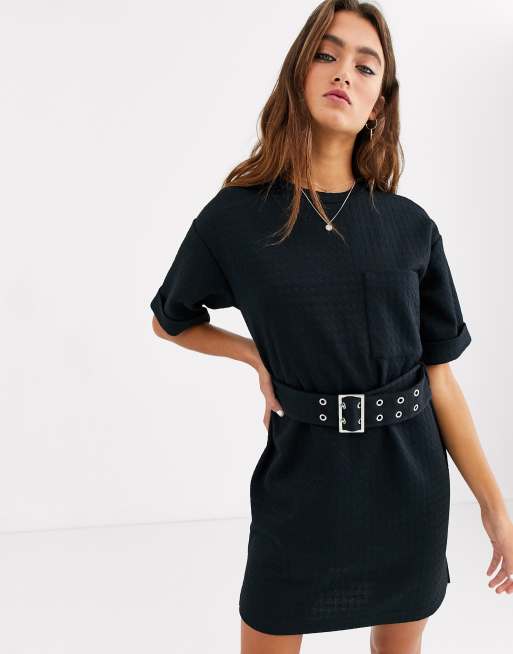 Bershka Robe t shirt ceintur e Noir