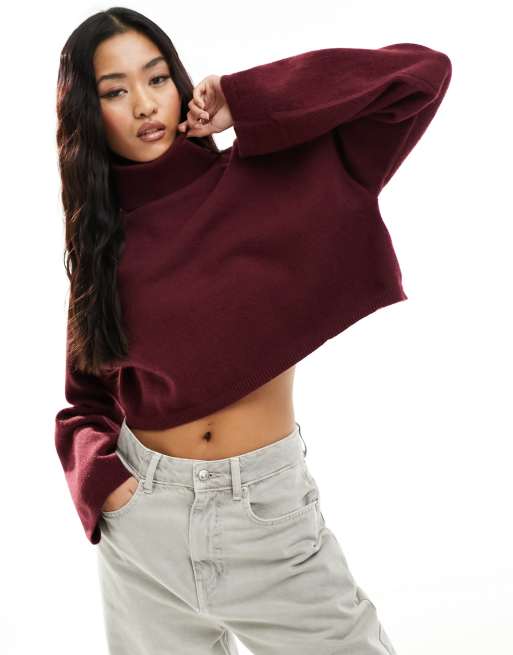 Burgundy crop 2025 top sweater