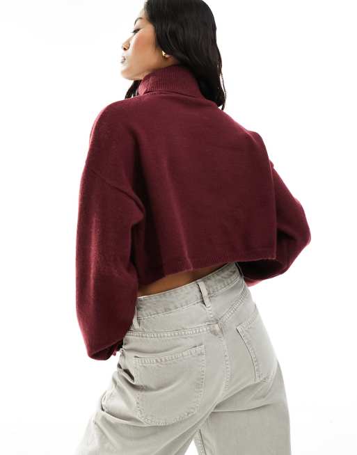 Cropped 2024 maroon sweater