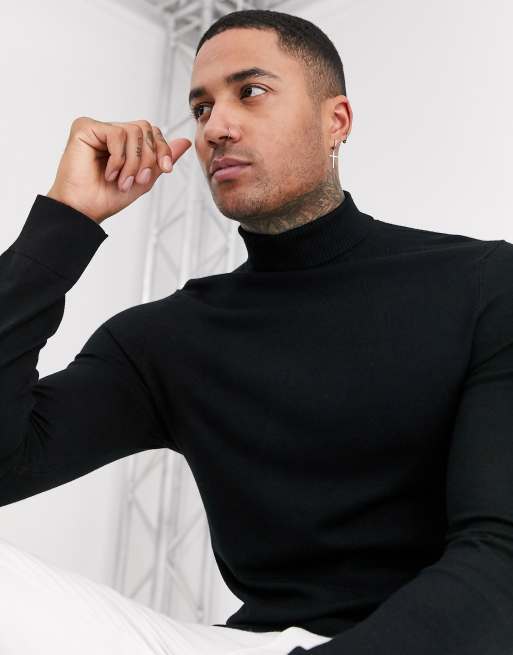 Asos black roll neck on sale jumper