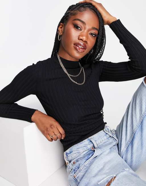 Bershka roll neck jumper in black ASOS