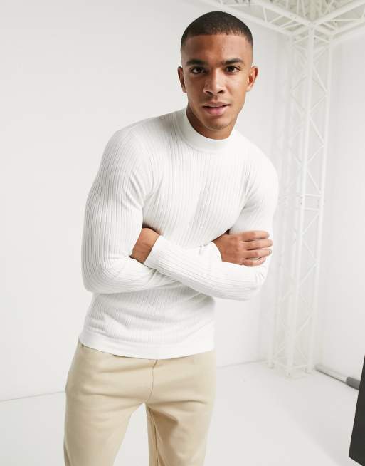 Bershka roll neck jumper in white