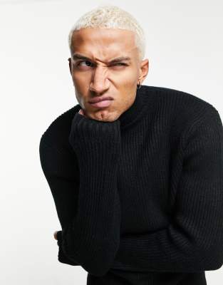 Bershka roll neck sweater in black
