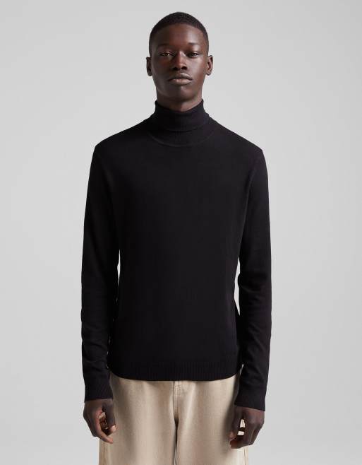 Bershka roll neck sweater in black | ASOS