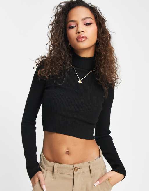 Bershka roll neck sweater in black