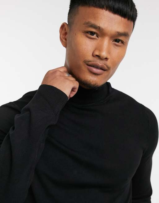 roll neck black sweater