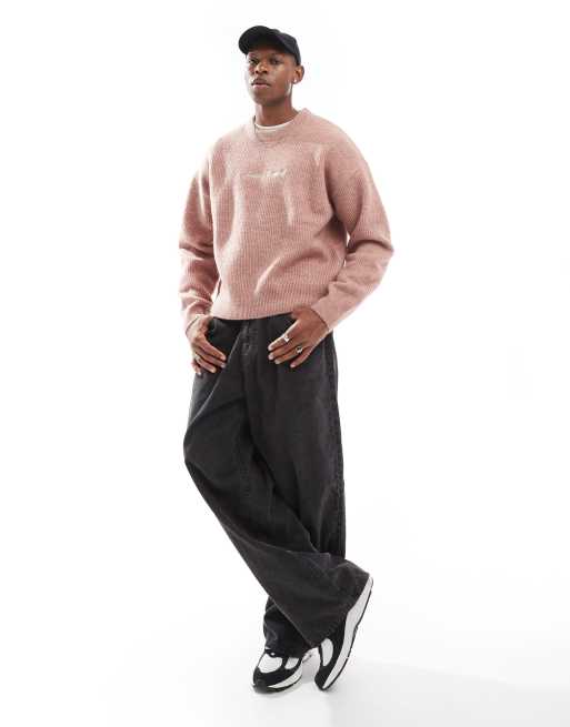 Bershka – Rosa, stickad tröja med broderi, 4 av 4