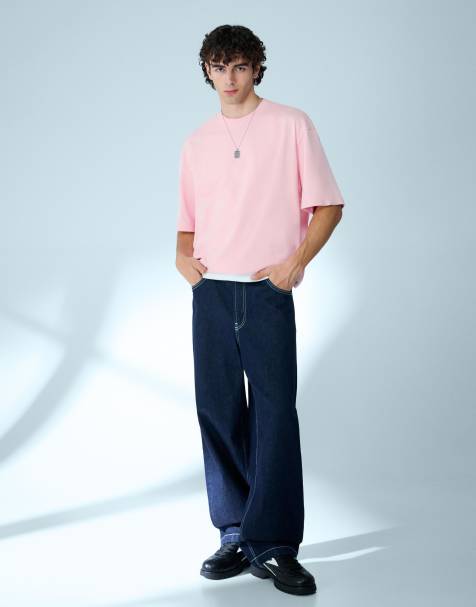 Bershka – Rosa t-shirt i oversize med korta ärmar och boxig passform - view 1