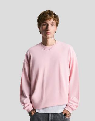 Bershka Rosa T shirt Med Boxig Passform Och L nga rmar ASOS