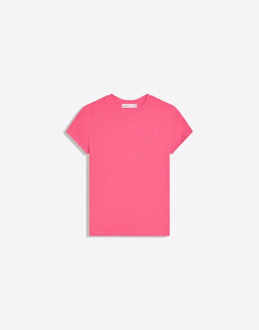 Bershka – Rosa t-shirt med rund halsringning och korta ärmar, 6 av 6