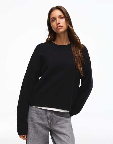 Bershka Round neck jumper in black - view 1