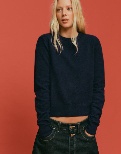 Bershka Round neck jumper in blue - view 1