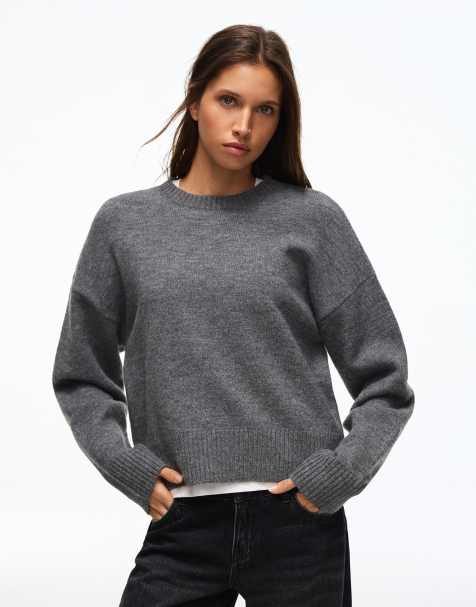 Bershka Round neck jumper in grey - view 1