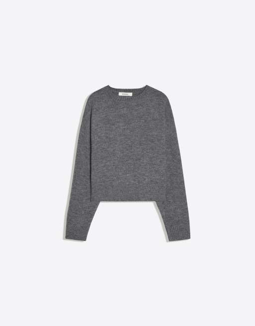 Bershka Round neck jumper in grey, 5 of 5