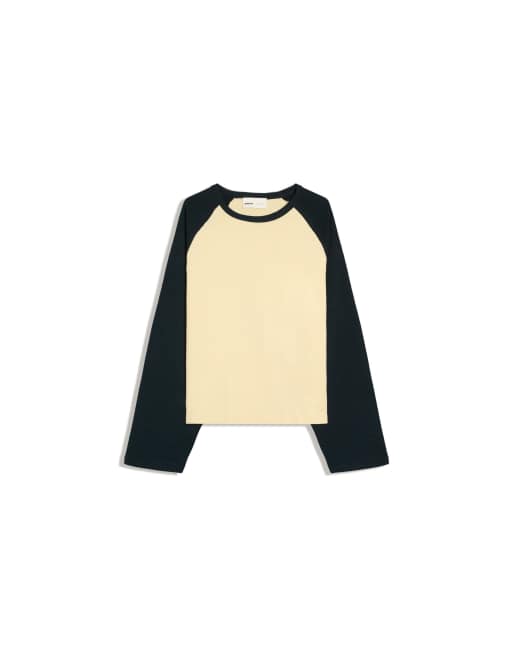 Bershka round neck raglan jumper in yellow, 5 of 5