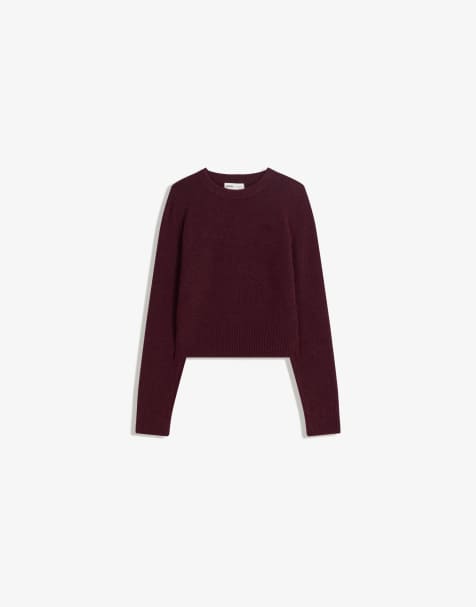 Bershka Round neck sweater in burgundy - view 1