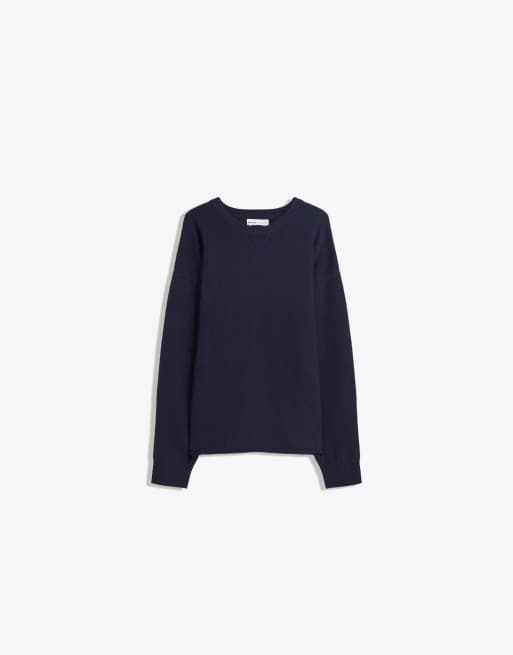 Bershka Round neck sweater in denim blue