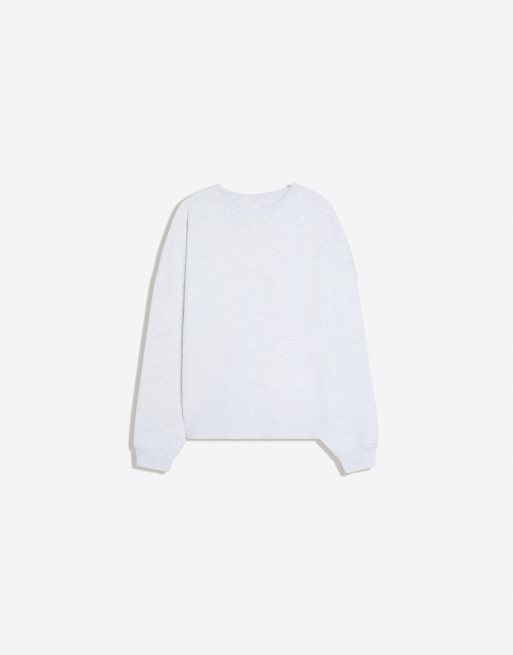 Bershka Round neck sweatshirt in light grey, 5 of 5