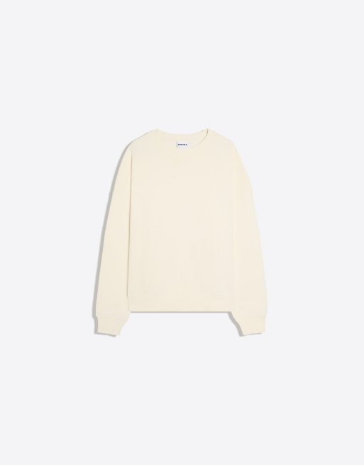 Bershka Round neck sweatshirt in white, 5 of 5