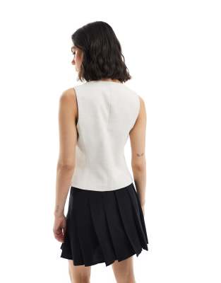 Shop Bershka Round Neck Vest In Neutral