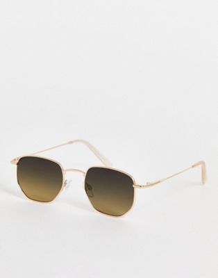 Bershka round sunglasses in gold  - GOLD