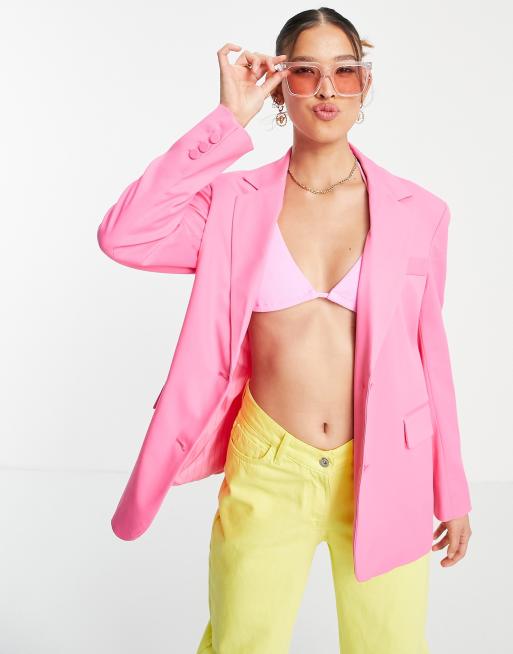 Bershka – Różowa marynarka oversize o fasonie dad