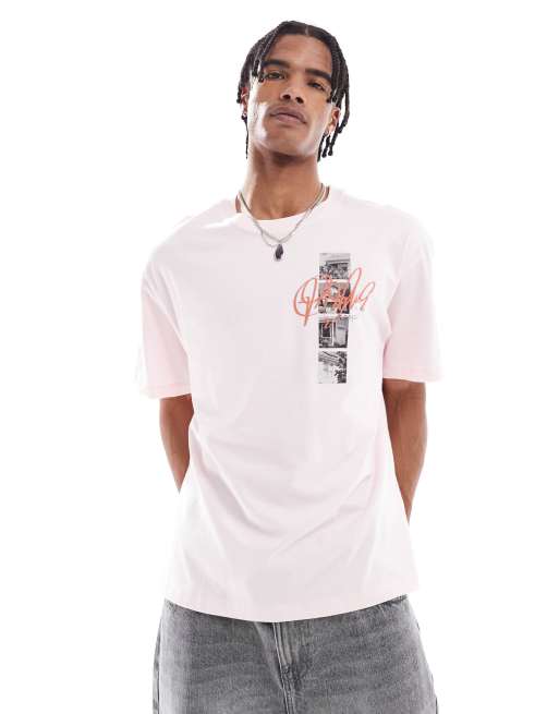 Bershka – Różowy T-shirt z nadrukiem na plecach, 4 z 4