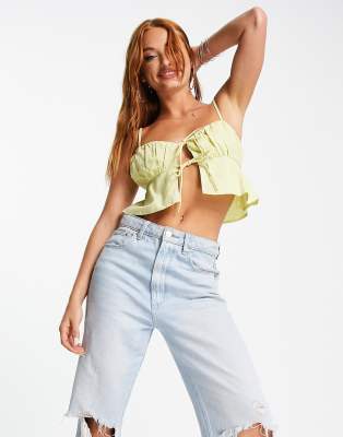 Blue Lace-Up Ruched Flare Pants & Halter Crop Top - S / Blue