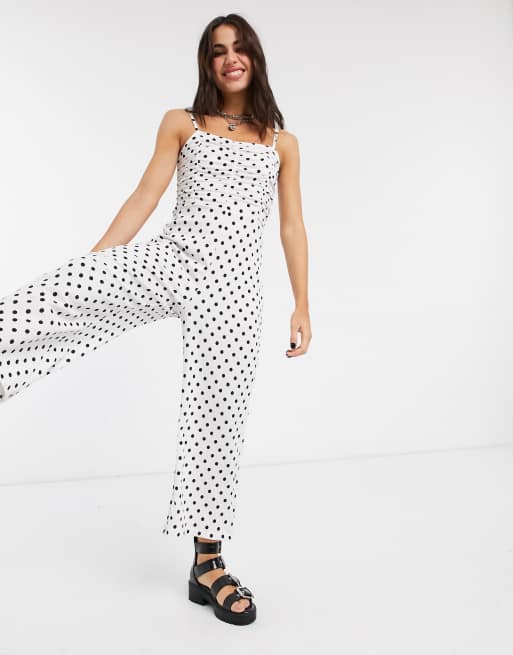 Polka dot store jumpsuit white