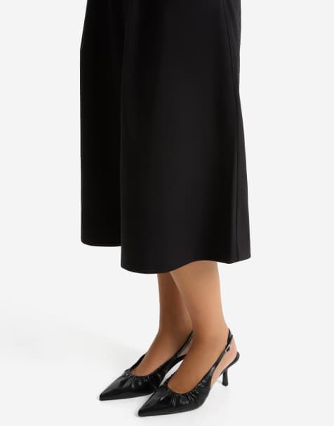Bershka Ruched kitten heel shoes in black - view 1