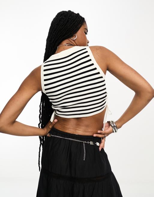 KNIT CROP TOP - Black / Ecru