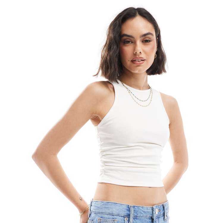 売れ筋商品|||バースリー カットソー トップス レディース Women's Second Skin Ruched Tank Top White Amazon.com: MANGOPOP Tank Top Body Suits Women Sexy Crew