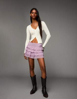 Bershka Ruffled mini skirt in pink