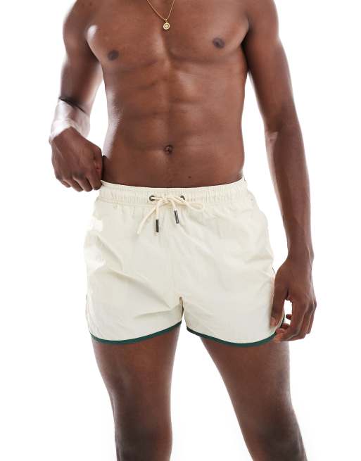 Bershka runner swim shorts in sand